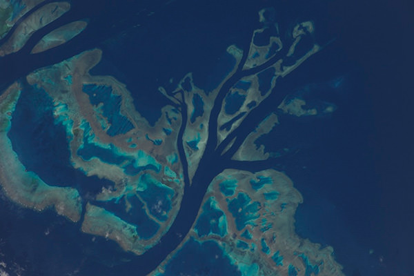 The Great Barrier Reef off the east coast of Australia