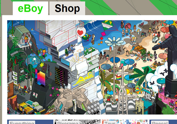 eBoy pixel style website layout design