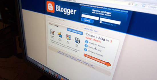 Blogger home screen interface