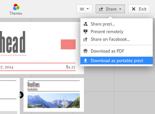 how to download a prezi as a portable prezi