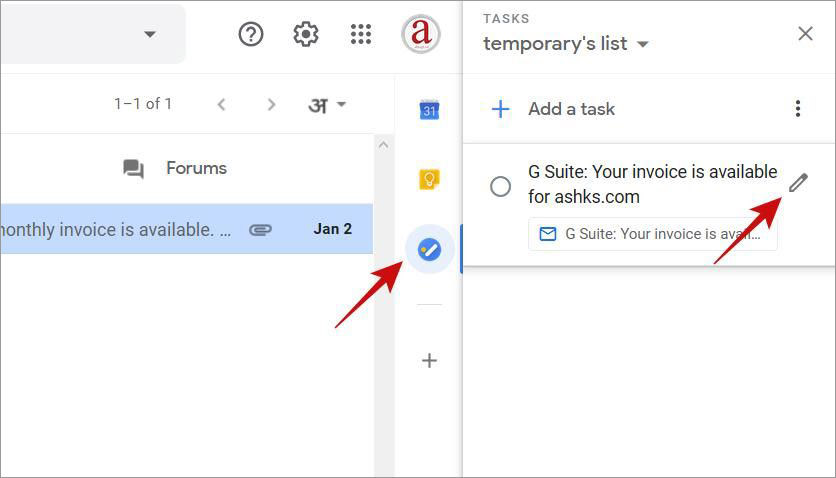 Edit a task in Google Tasks inside Gmail