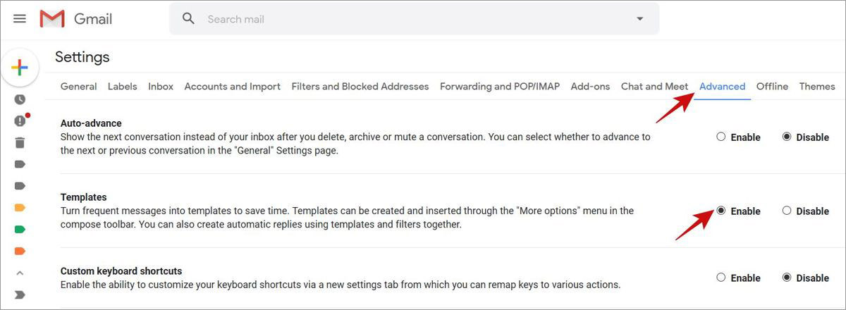 Enable Templates in Gmail