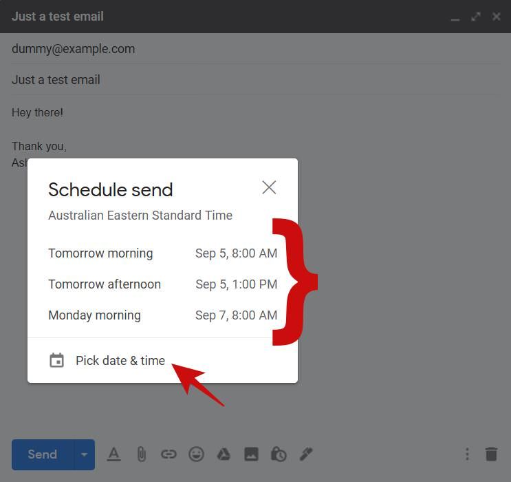 Schedule an email for later in Gmail