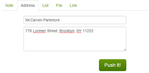 Entering Address in PushBullet