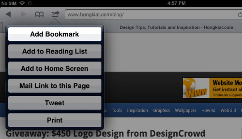 Firebug Bookmark iPad