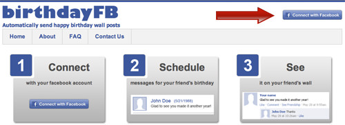 Connect BirthdayFB with Facebook