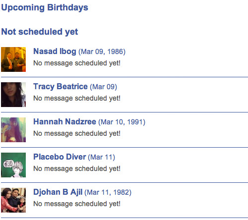 Upcoming Birthdays List