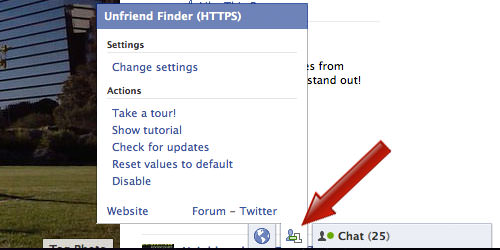 Unfriend Finder Icon Next to Facebook Chat