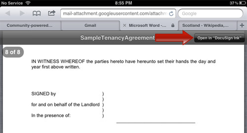Open Document in DocuSign