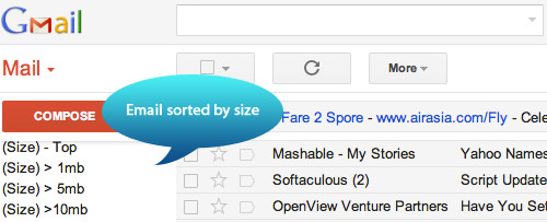 Gmail размер. Гмайл по английски. Gmail сортировка писем по дате. Find big mail.