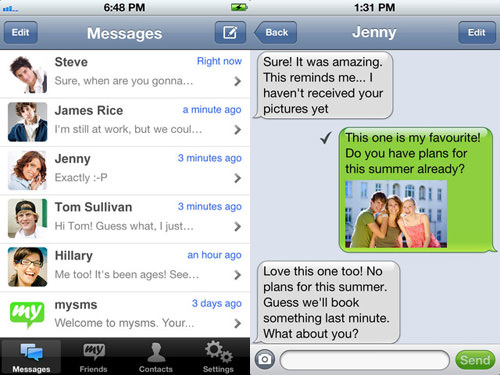 Mysms on Smartphone