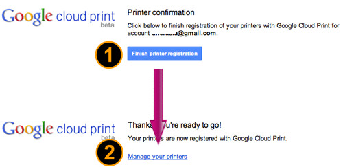 google cloud printer registration