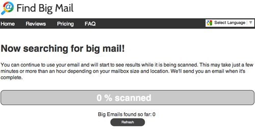 Scanning for large emails in Find Big Mail