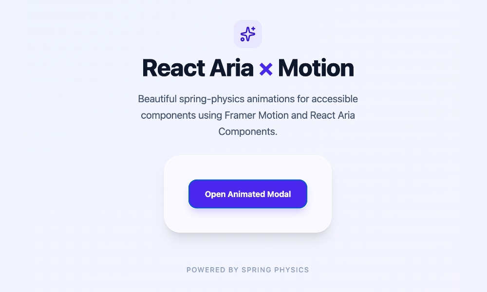 React Aria components transition animation demo