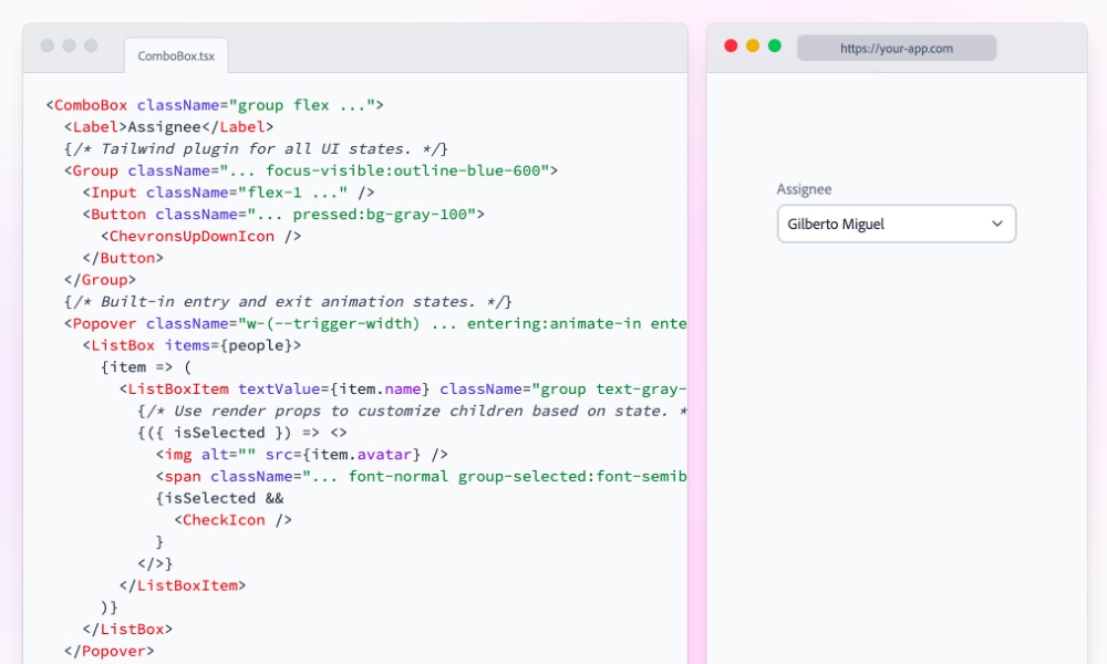 React Aria TailwindCSS styling guide