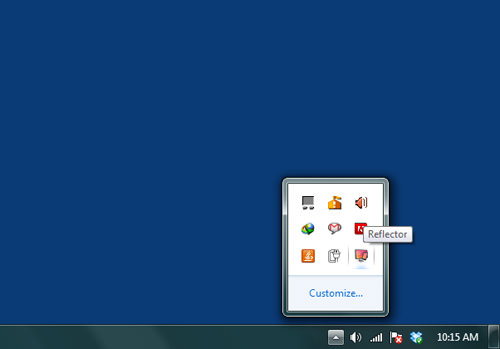 Reflector icon in taskbar