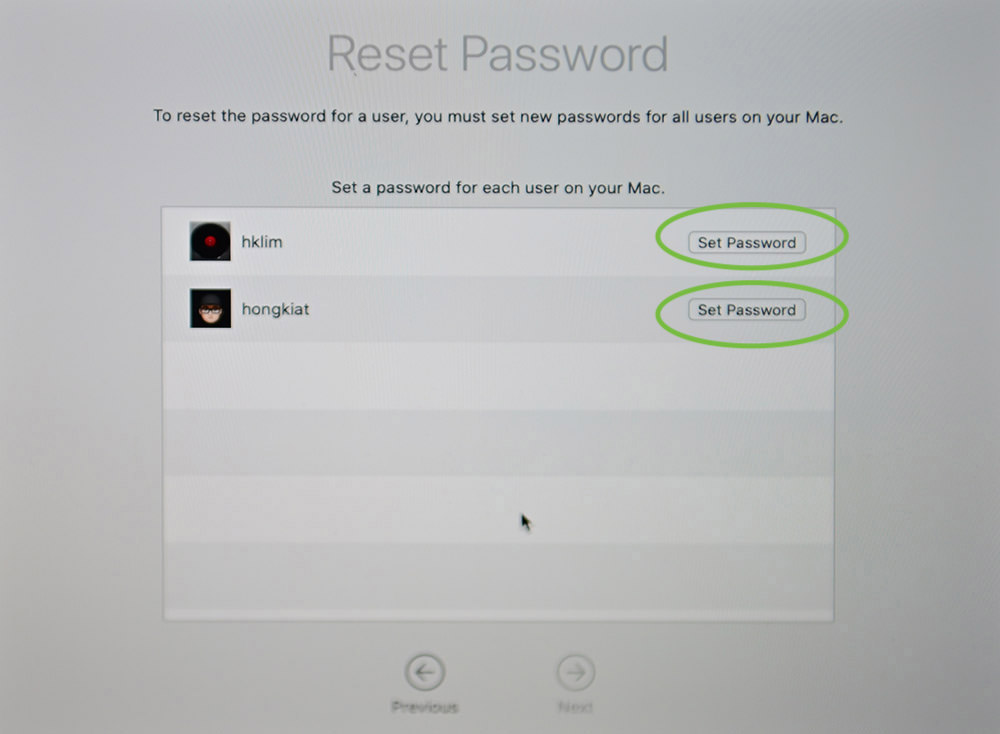 recover password for mac user account