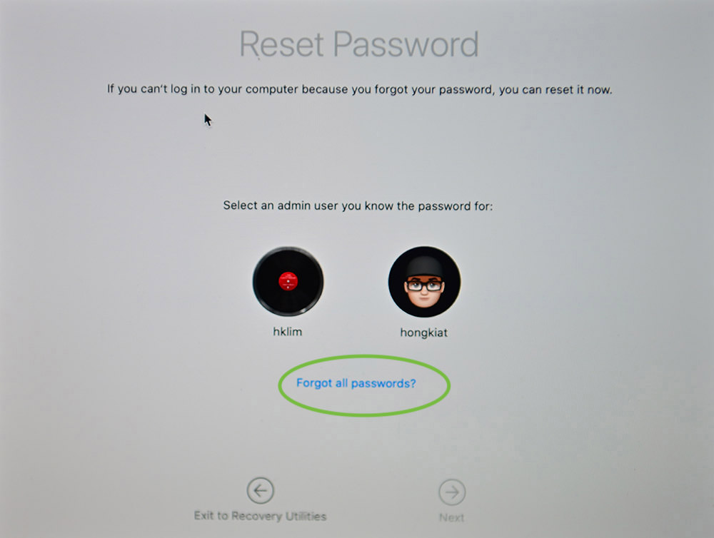 can t reset mac password