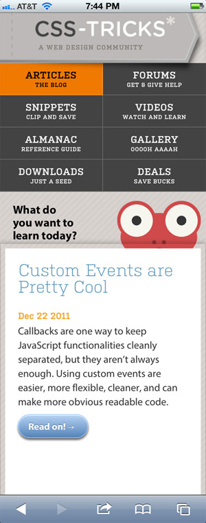 CSS Tricks online blog mobile