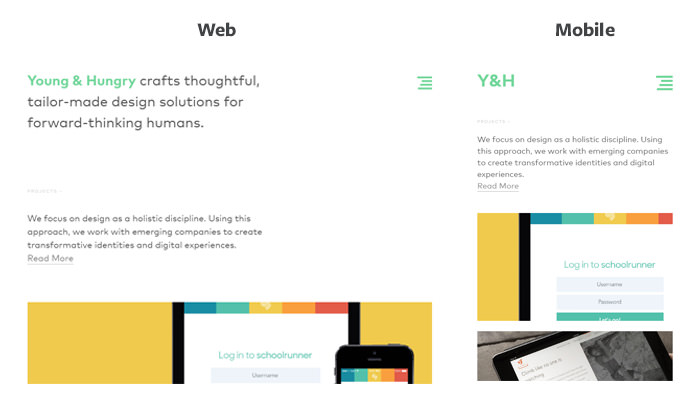 Young and Hungry Responsive Layout