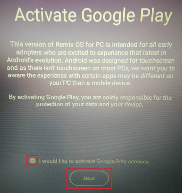 Activate Google Play services