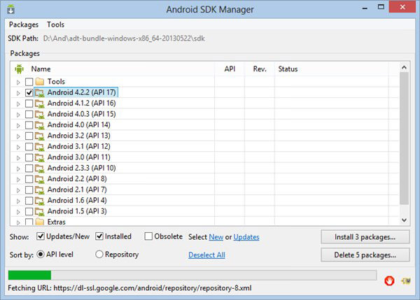 Checking Android Release Package in SDK Manager