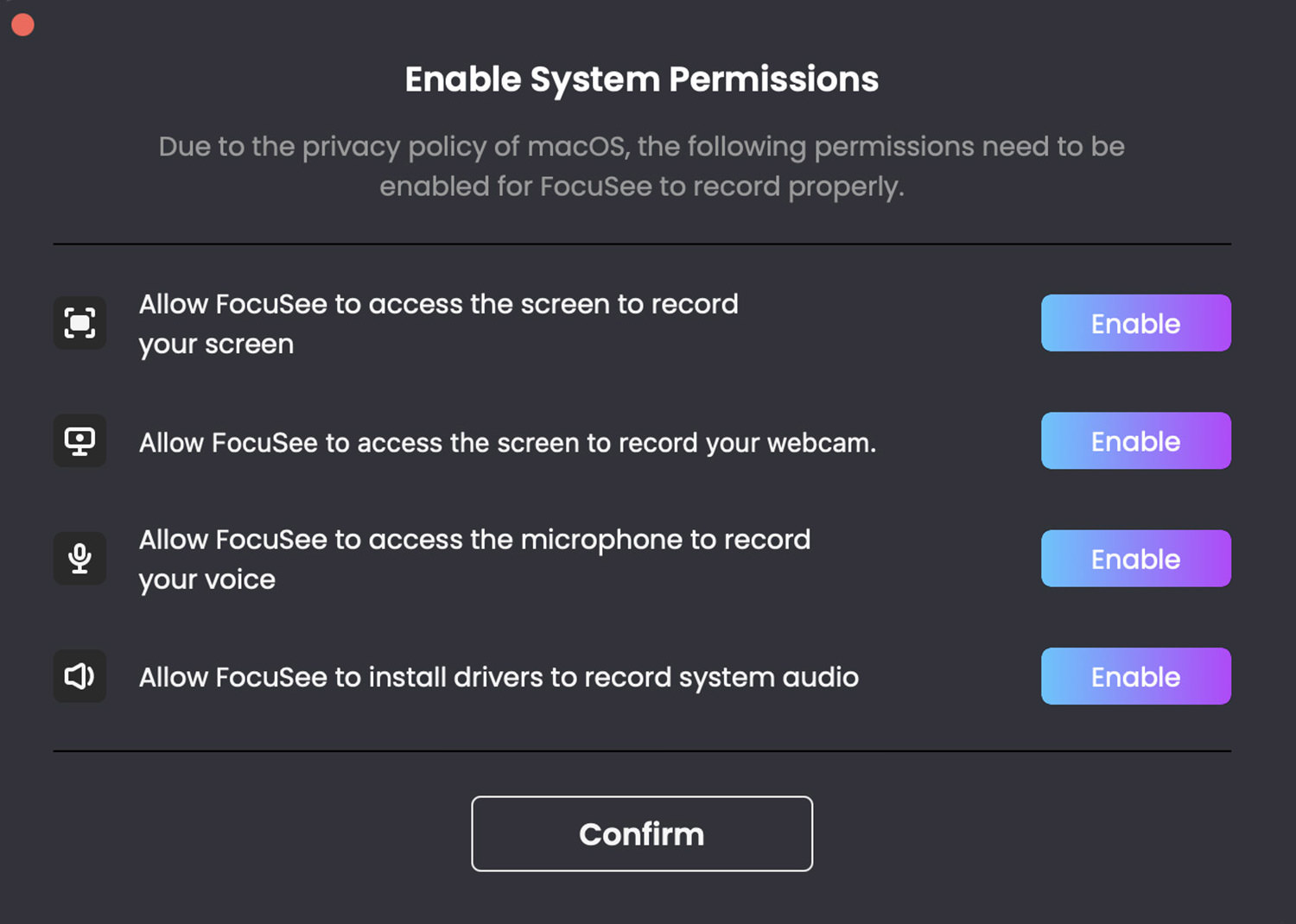 System permission prompt