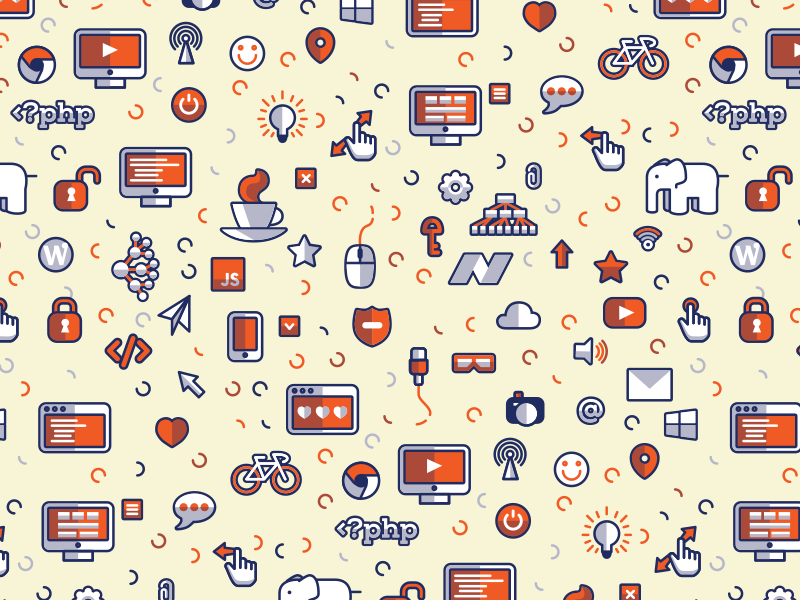 Icons seamless pattern Royalty Free Vector Image