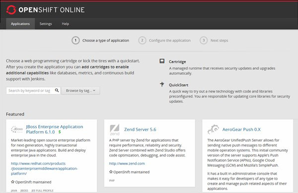 Choosing a WordPress Application on OpenShift