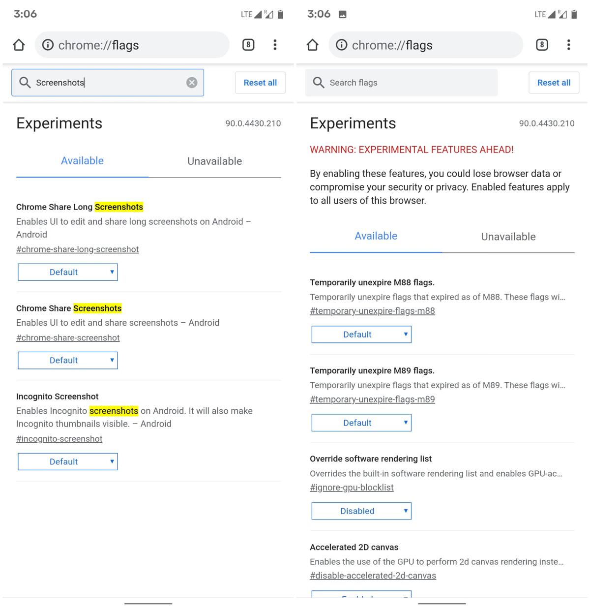 Enable screenshot tool in Chrome on Android