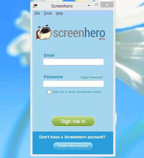 Screenhero Login Screen