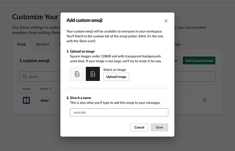 add custom emoji to slack