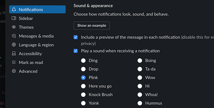 Slack notification sounds