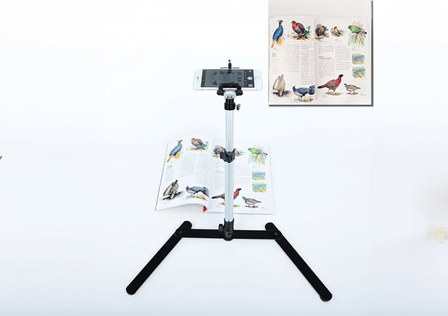 ChromLives Photo Copy Stand With Phone Clamp - Adjustable Overhead Shooting Tripod