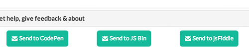 Share buttons for Codepen, JSFiddle, and JSBin