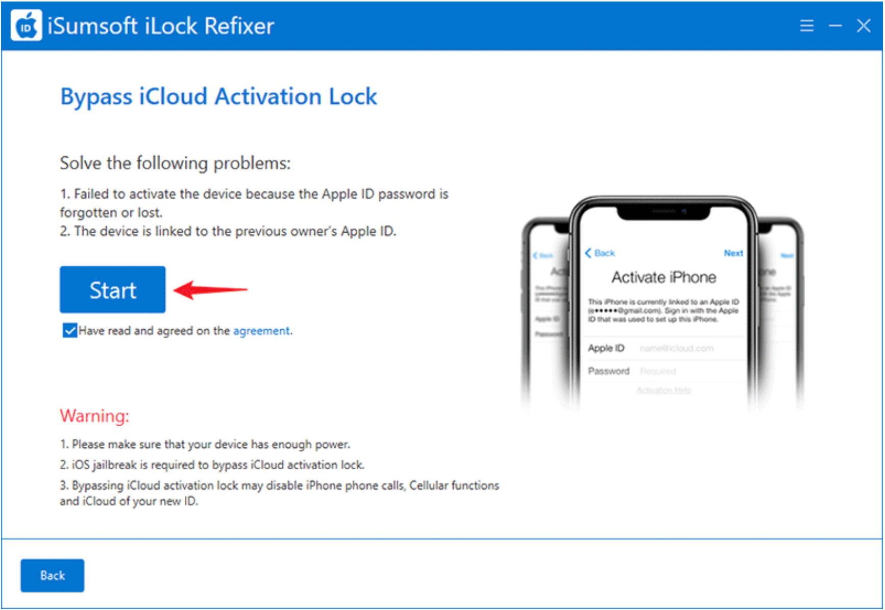 Clicking 'Start' in iSumsoft iLock Refixer