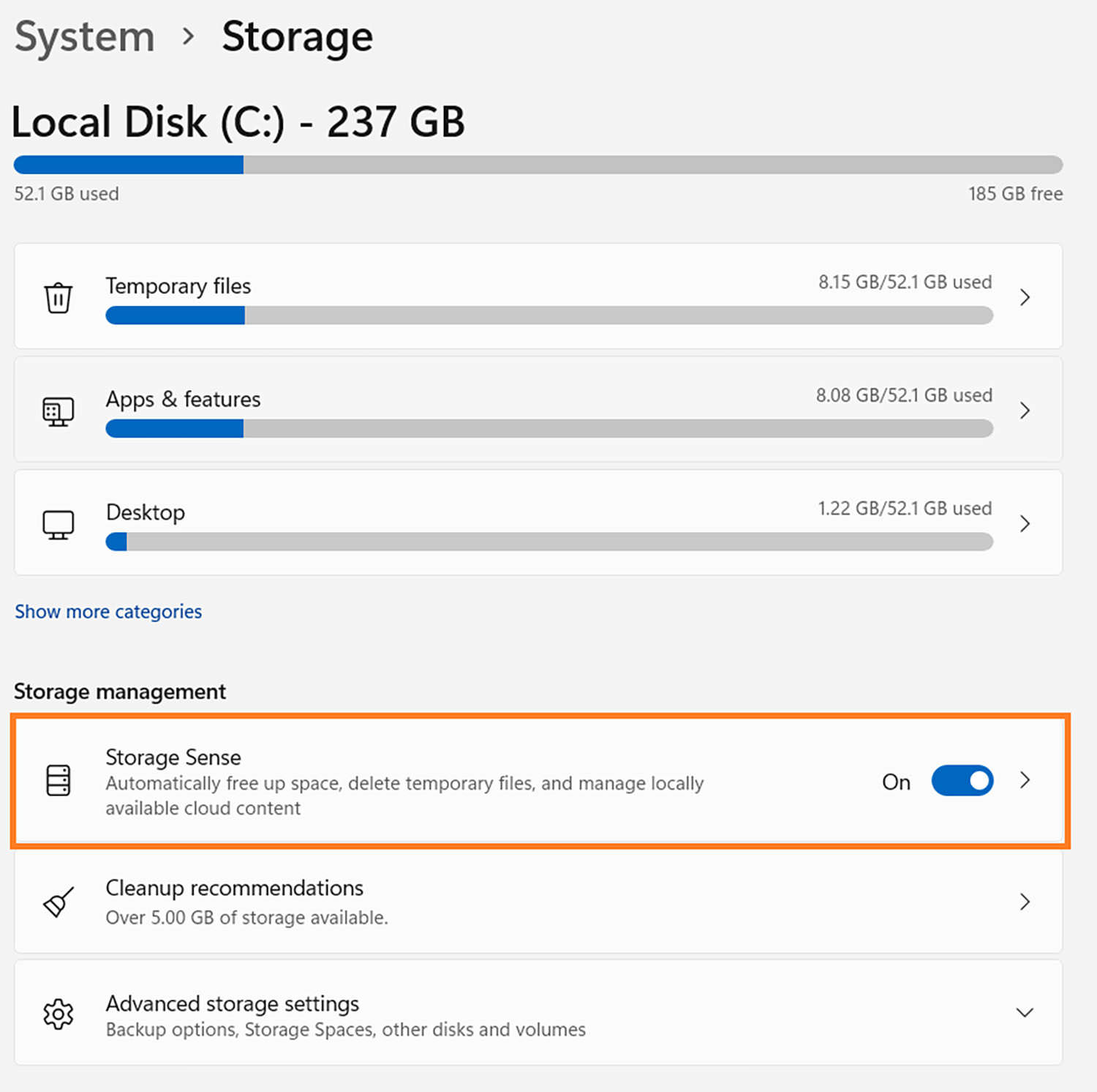 storage sense