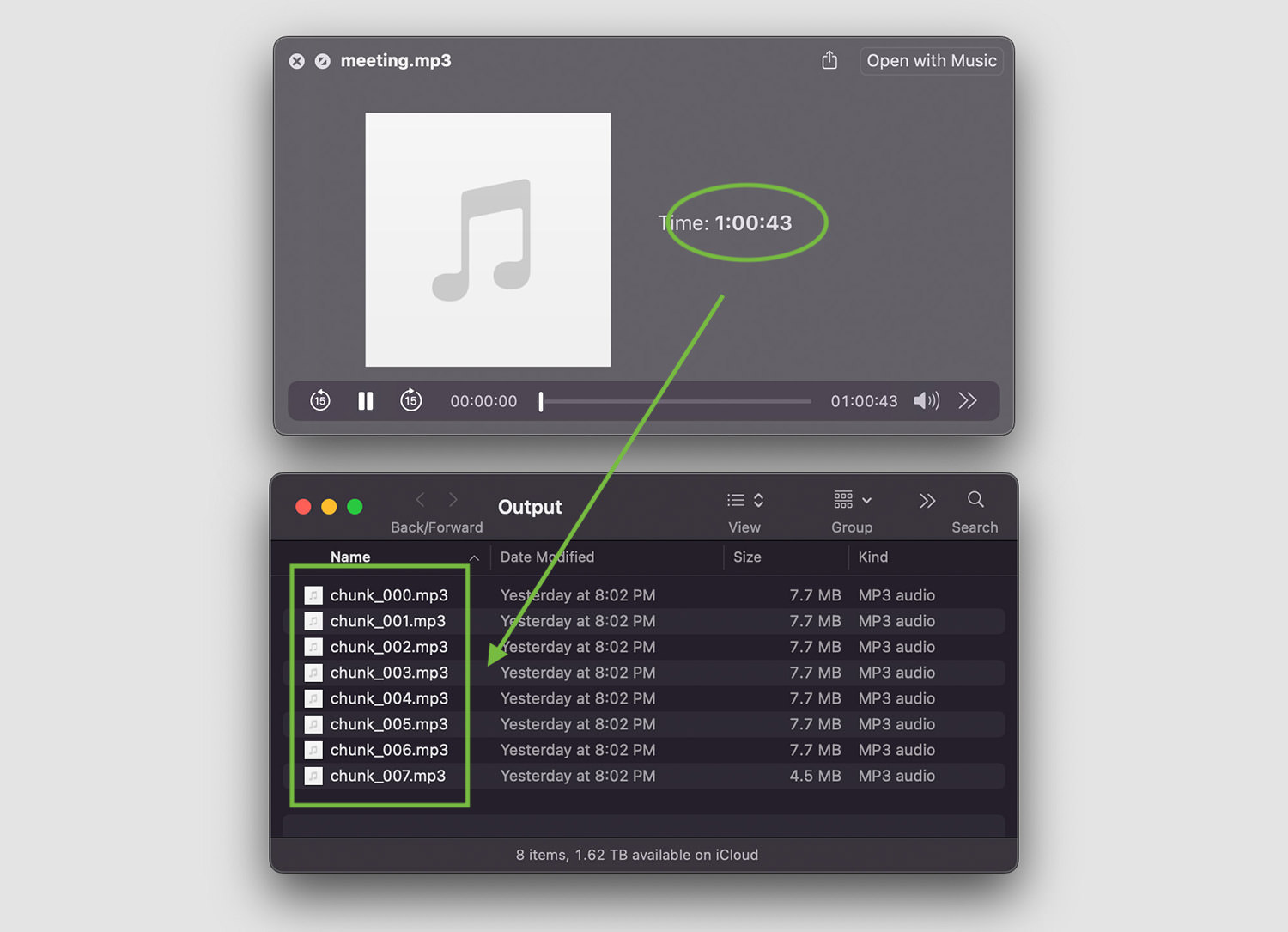 split large audio file