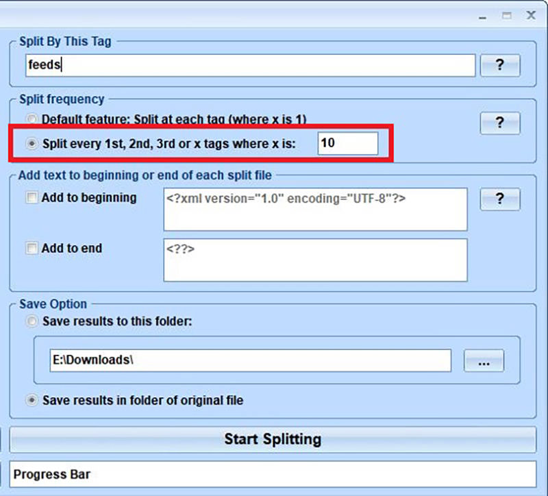 split xml windows