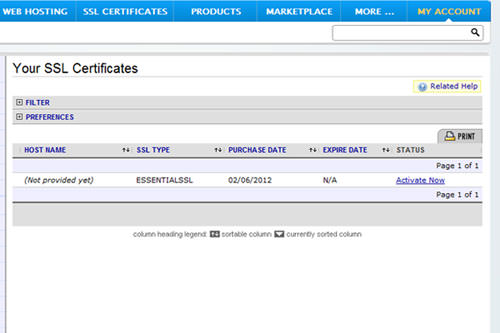 Activating newly purchased SSL certificate from Namecheap.com