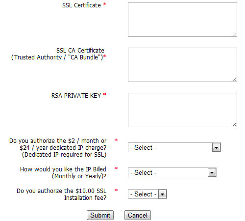 HostGator Install SSL Form