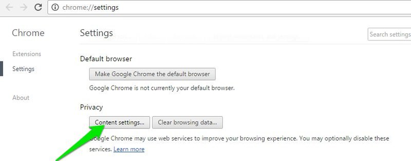 chrome content settings