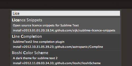 Code License Snippet in Sublime Text