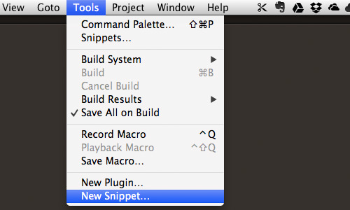 New Snippet in Sublime Text