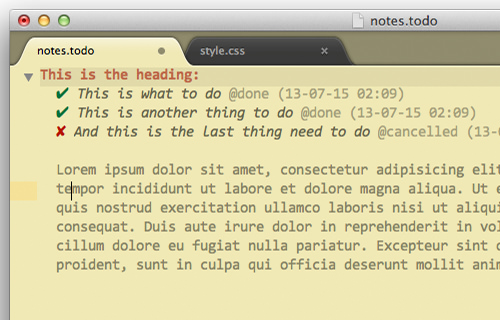 Note added in a TODO list in Sublime Text