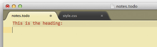 Example of headings and titles in Sublime Text