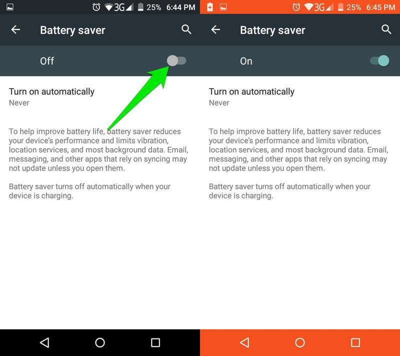 battery status discharging android