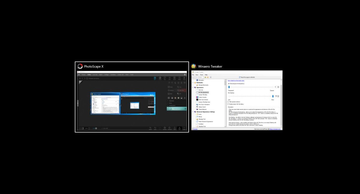 Dimming the Desktop using Winaero Tweaker