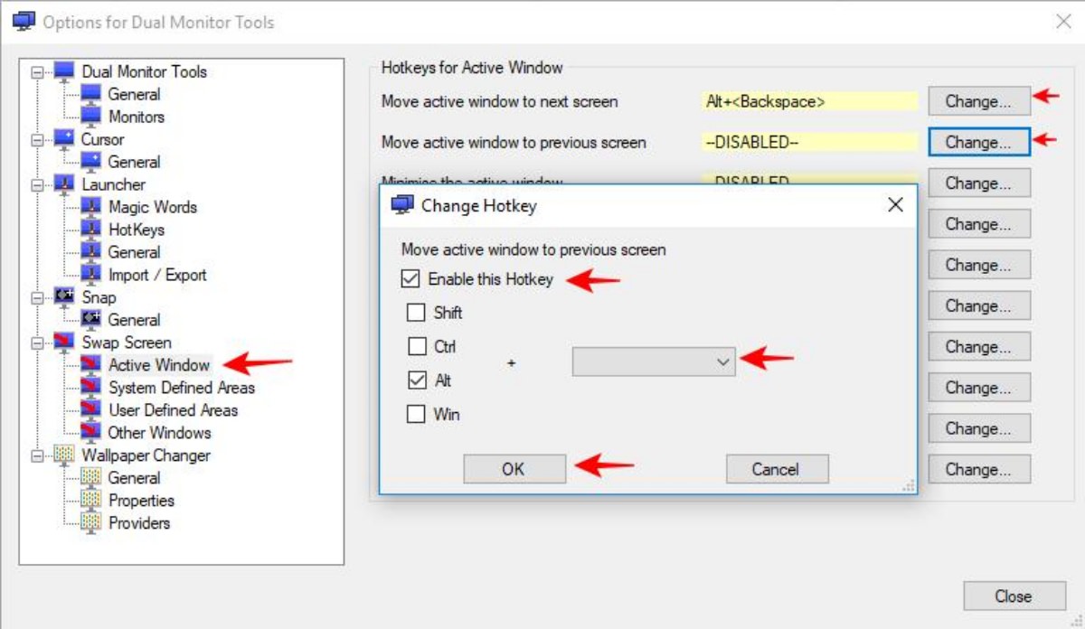 Settings of Dual Monitor Tools