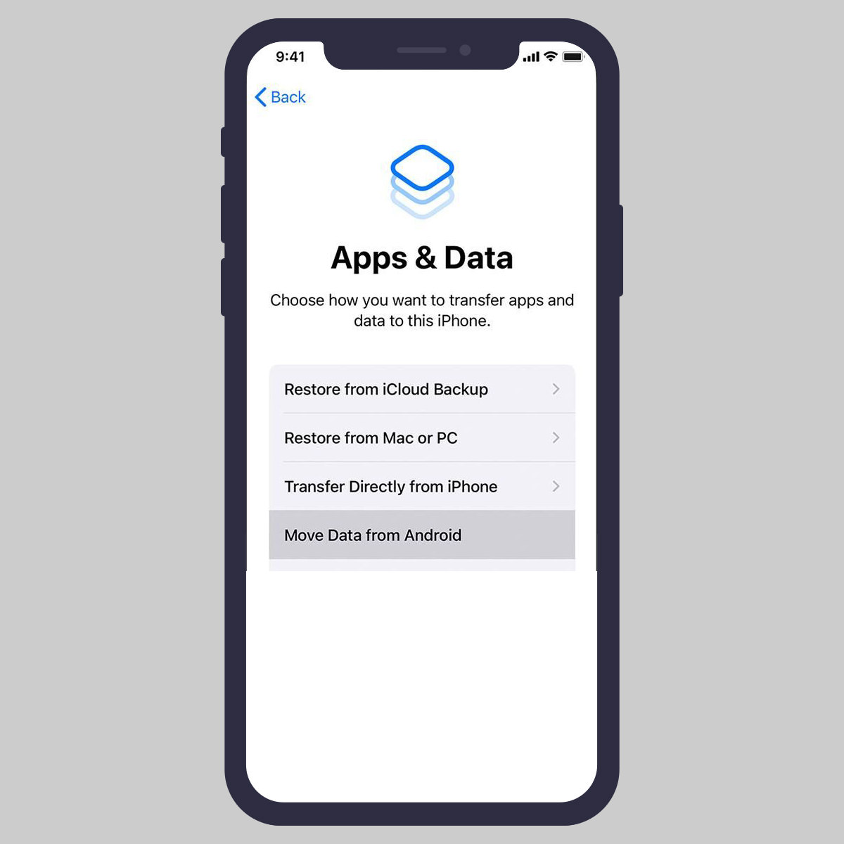 Move Data from Android while setting up iOS